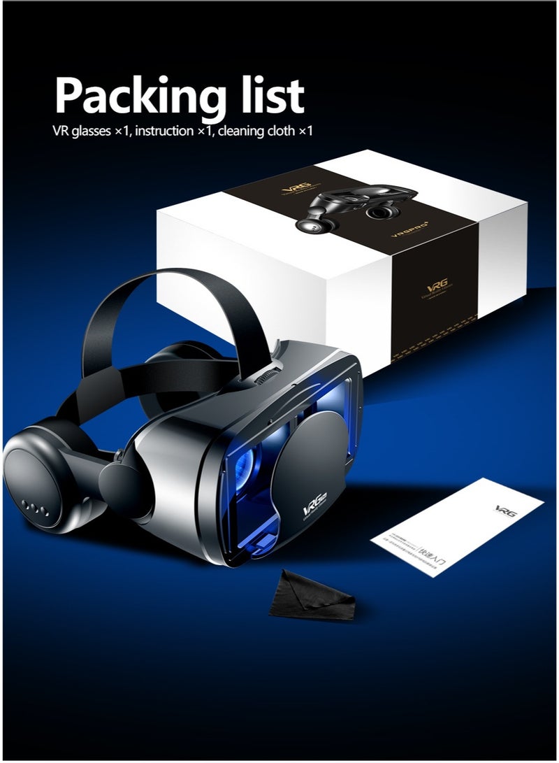 VRG VR Goggles VRG Pro 3D Virtual Reality VR Glasses + Hi-Fi Headphones Version, Blue Light Protection + Controller for TV, Movies & Video Games Compatible with iOS & Android Smartphone Within 5-7inch Screen Phone Eye Protected Soft & Comfortable Adjustable Distance Big Screen/ 3D Effect + Immersion /Full-Screen Vision, Full Screen, No Borders/ Immersive Games - Image 5